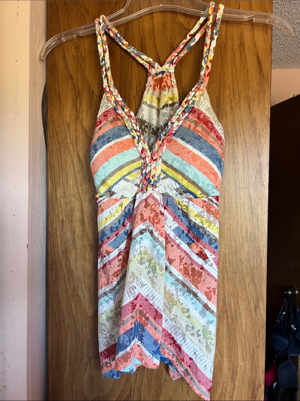 Multicolor Chevron Stripe Braided Tank
